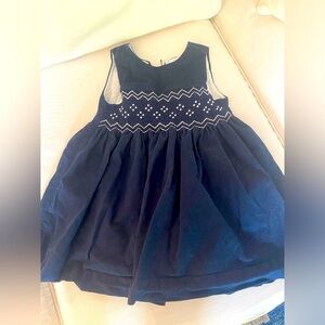 Rachel Riley smocked corduroy 3t navy dress worn once
